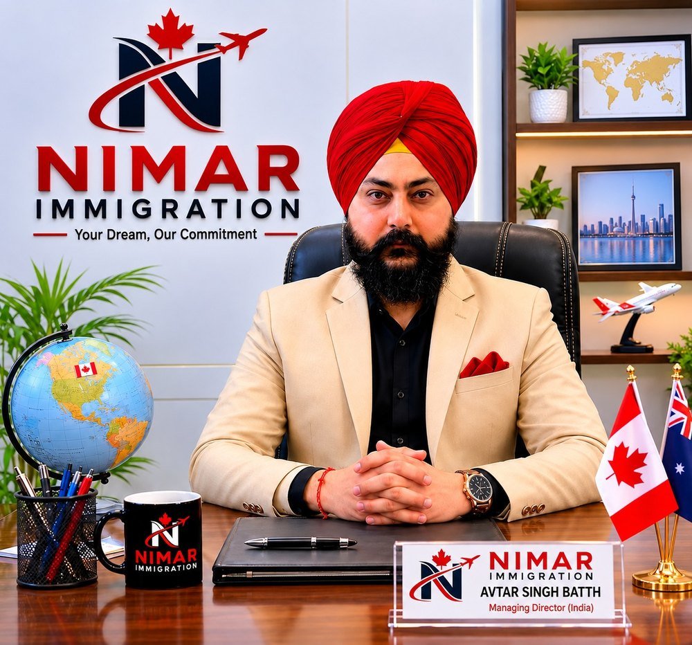 Avtar Singh Batth, Managing Director of Nimar Immigration Services, at his office